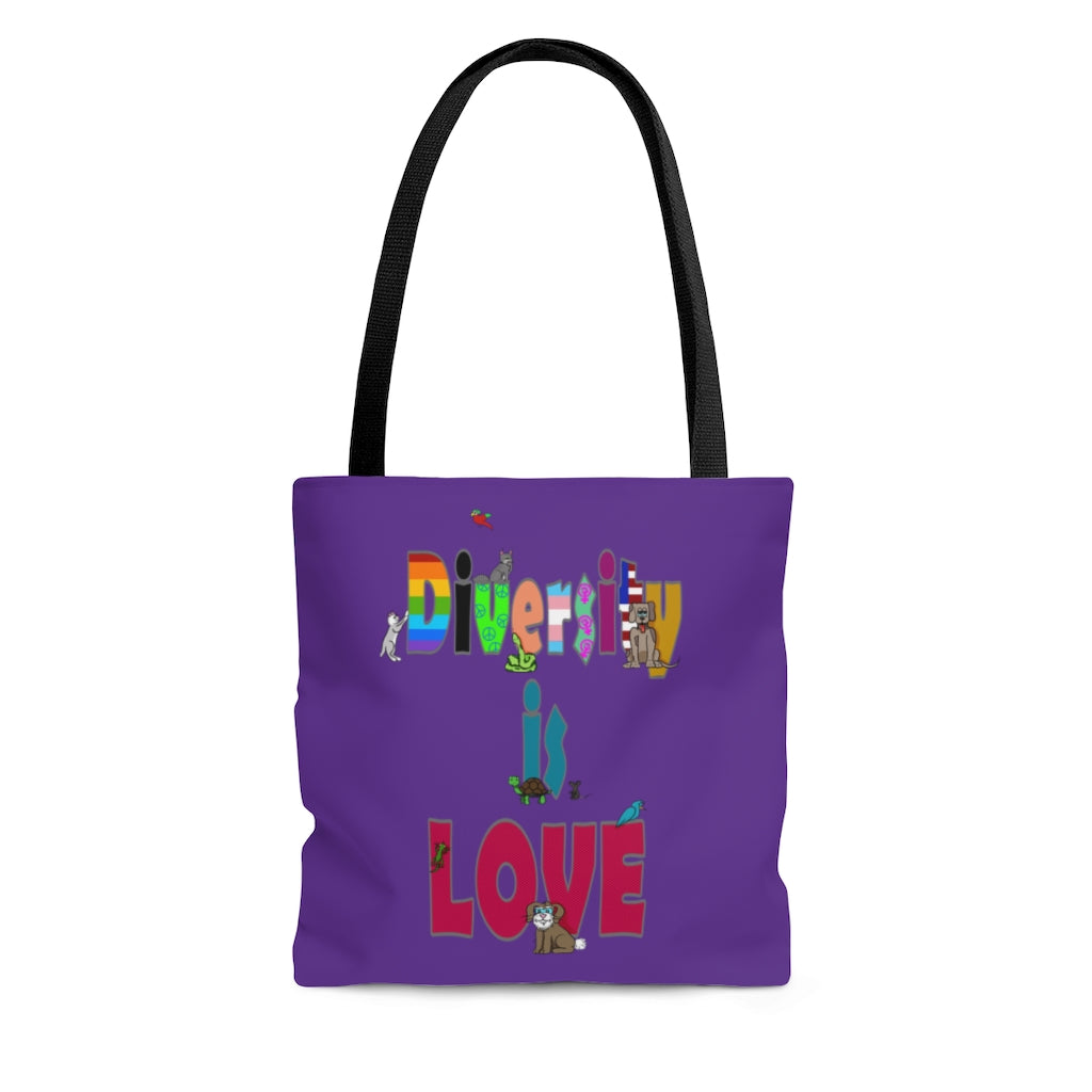Diversity is love-AOP Tote Bag-Purple